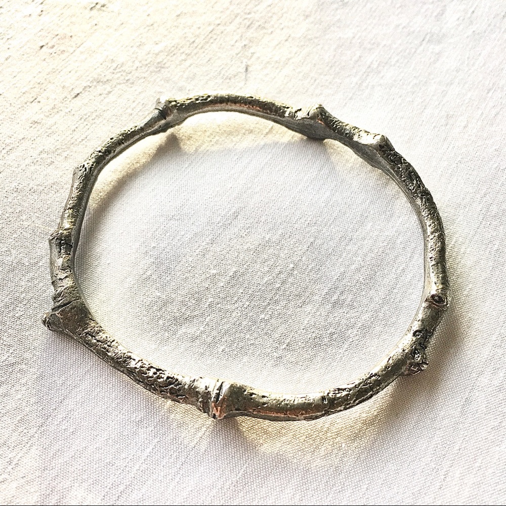 Silver twig branch bracelet